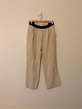 Loulou Studio Black-Trim Beige Trousers